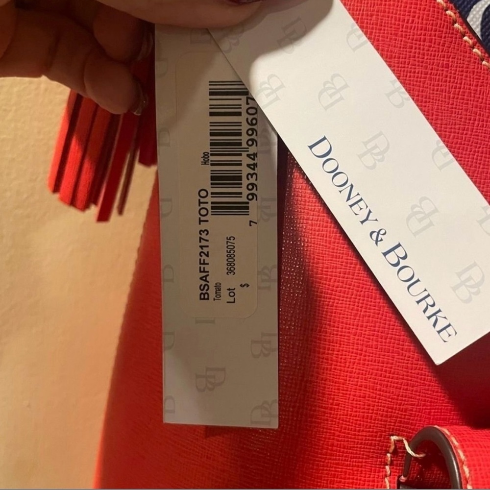 Dooney & Bourke Red Saffiano Leather Hobo NWT & Dust Bag - Picture 4 of 12